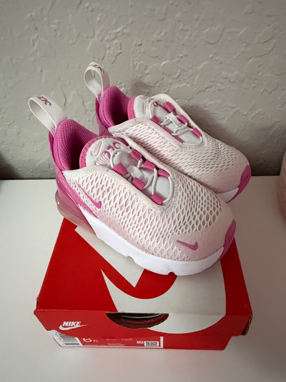 Nike Kids Pink and White Mesh Slip-On Sneakers